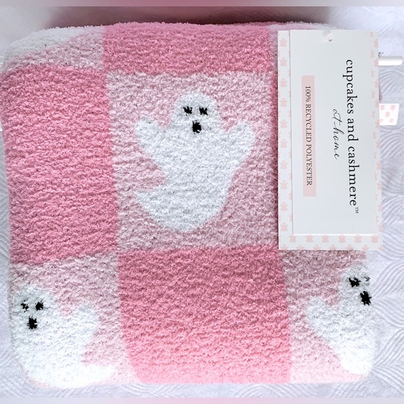 Cupcakes and Cashmere Halloween Pink Ghost Throw Blanket - Picture 6 of 6